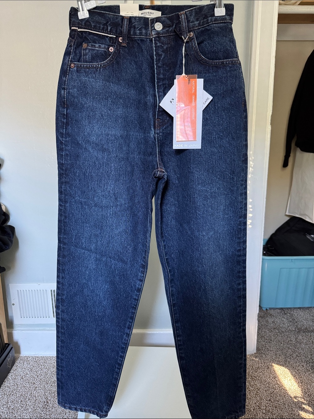 NWT MOUSSY VINTAGE MV Toolville Carrot Pants Jeans Dark Blue Made in Japan